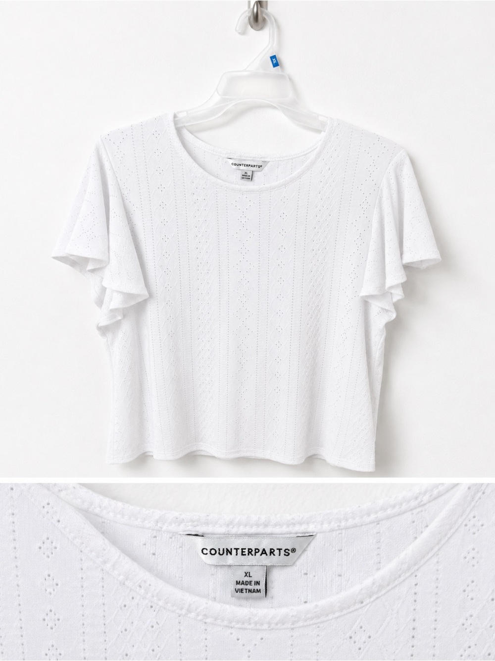 ⭐️5/$20 Counterparts Women’s XL White Textured Flutter Sleeve Blouse Top